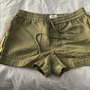 Zadig & Voltaire Khaki Athletic Shorts with Yellow Stripe